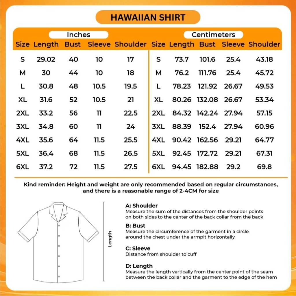 3D Hawaiian Shirt Size Chart 1024x1024 1 - Mob Psycho 100 Merch